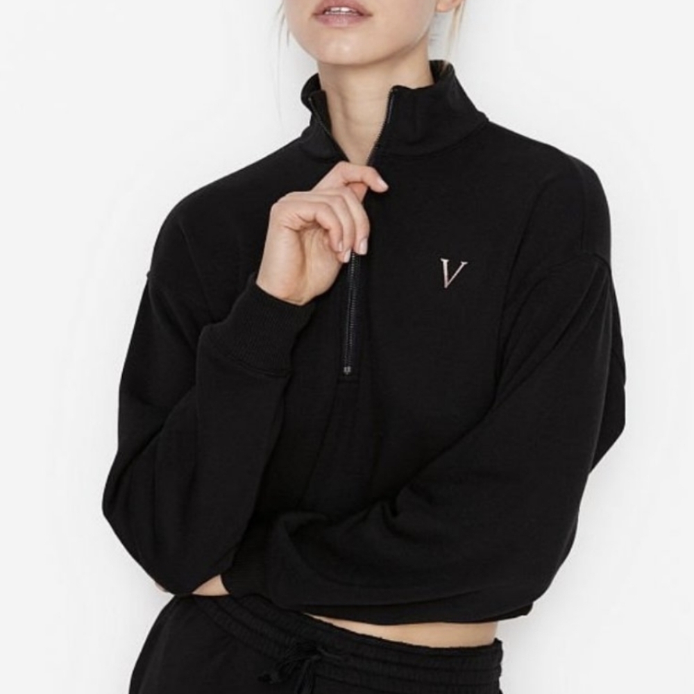 Victoria's Secret mock neck cropped zip sweatshirt.
